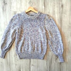 525 America - Multi Color Puff Balloon Bishop Sleeve Thick Knit Sweater Medium